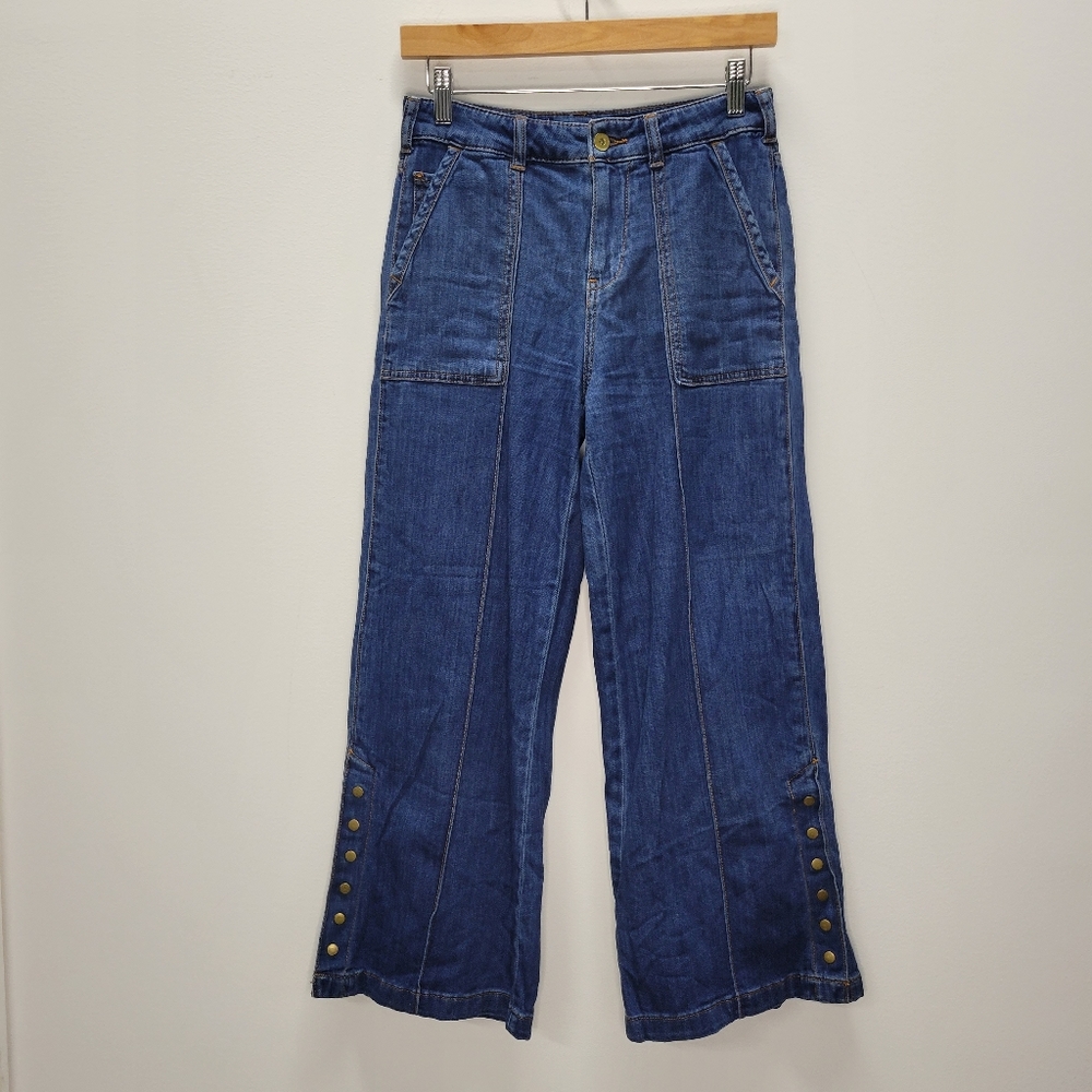Anthropologie Pilcro and the Letterpress Wide Leg Crop Button Up Ankle Jeans 26 - Picture 7 of 15